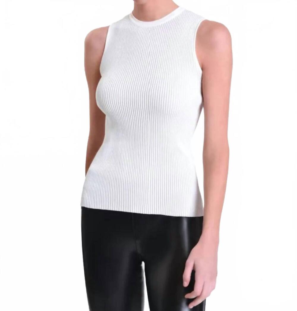 NEW BLANC NOIR two tone rib tank in bright white